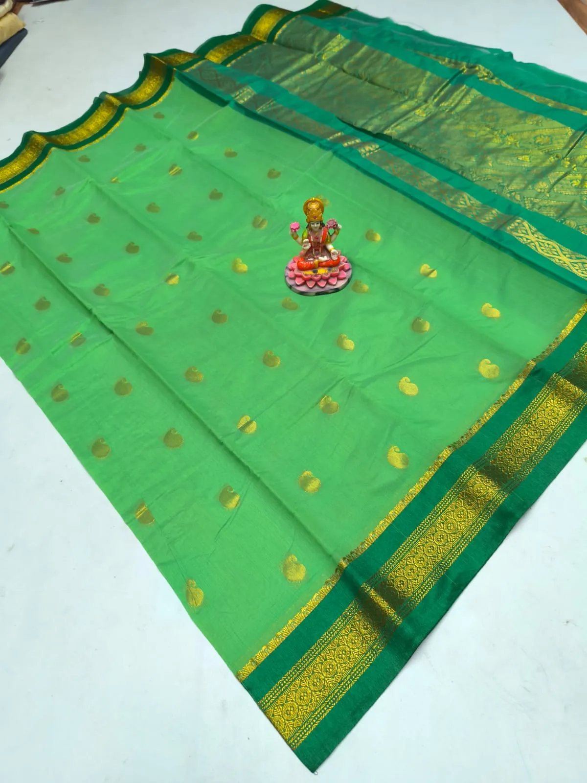 Golden Putta Korvai Kuppadam Silk Cotton Saree